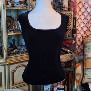 Vintage Bodycon Velvet Top With Tie Neck Detail Small